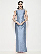Front View Thumbnail - Cloudy Bateau Neck Satin Maxi Dress with Pleated Column Skirt