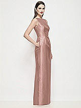 Side View Thumbnail - Neu Nude Bateau Neck Satin Maxi Dress with Pleated Column Skirt