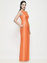 Side View Thumbnail - Portofino Orange Bateau Neck Satin Maxi Dress with Pleated Column Skirt