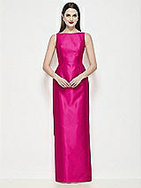 Front View Thumbnail - Think Pink Bateau Neck Satin Maxi Dress with Pleated Column Skirt