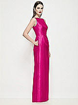 Side View Thumbnail - Think Pink Bateau Neck Satin Maxi Dress with Pleated Column Skirt