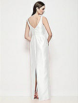 Rear View Thumbnail - White Bateau Neck Satin Maxi Dress with Pleated Column Skirt