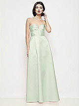 Front View Thumbnail - Mint Green Strapless Pleated U-Wire Satin Maxi Dress with Semi Circle Skirt