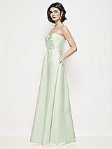 Side View Thumbnail - Mint Green Strapless Pleated U-Wire Satin Maxi Dress with Semi Circle Skirt