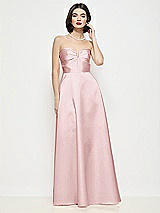 Front View Thumbnail - Ballet Pink Strapless Pleated U-Wire Satin Maxi Dress with Semi Circle Skirt
