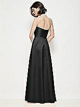 Rear View Thumbnail - Black Strapless Pleated U-Wire Satin Maxi Dress with Semi Circle Skirt