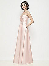 Side View Thumbnail - Blush Strapless Pleated U-Wire Satin Maxi Dress with Semi Circle Skirt