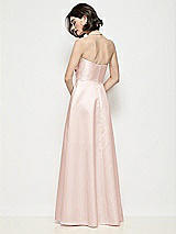 Rear View Thumbnail - Blush Strapless Pleated U-Wire Satin Maxi Dress with Semi Circle Skirt
