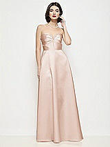 Front View Thumbnail - Cameo Strapless Pleated U-Wire Satin Maxi Dress with Semi Circle Skirt