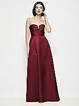 Front View Thumbnail - Cabernet Strapless Pleated U-Wire Satin Maxi Dress with Semi Circle Skirt