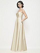 Side View Thumbnail - Champagne Strapless Pleated U-Wire Satin Maxi Dress with Semi Circle Skirt