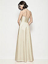Rear View Thumbnail - Champagne Strapless Pleated U-Wire Satin Maxi Dress with Semi Circle Skirt