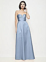 Front View Thumbnail - Cloudy Strapless Pleated U-Wire Satin Maxi Dress with Semi Circle Skirt