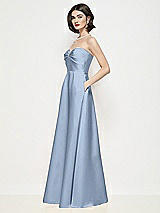Side View Thumbnail - Cloudy Strapless Pleated U-Wire Satin Maxi Dress with Semi Circle Skirt