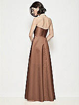 Rear View Thumbnail - Cognac Strapless Pleated U-Wire Satin Maxi Dress with Semi Circle Skirt