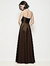 Rear View Thumbnail - Espresso Strapless Pleated U-Wire Satin Maxi Dress with Semi Circle Skirt