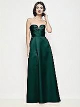 Front View Thumbnail - Evergreen Strapless Pleated U-Wire Satin Maxi Dress with Semi Circle Skirt