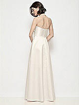 Rear View Thumbnail - Ivory Strapless Pleated U-Wire Satin Maxi Dress with Semi Circle Skirt