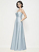 Side View Thumbnail - Mist Strapless Pleated U-Wire Satin Maxi Dress with Semi Circle Skirt