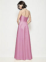 Rear View Thumbnail - Powder Pink Strapless Pleated U-Wire Satin Maxi Dress with Semi Circle Skirt