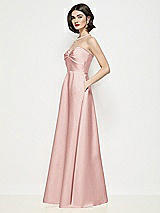 Side View Thumbnail - Rose Strapless Pleated U-Wire Satin Maxi Dress with Semi Circle Skirt