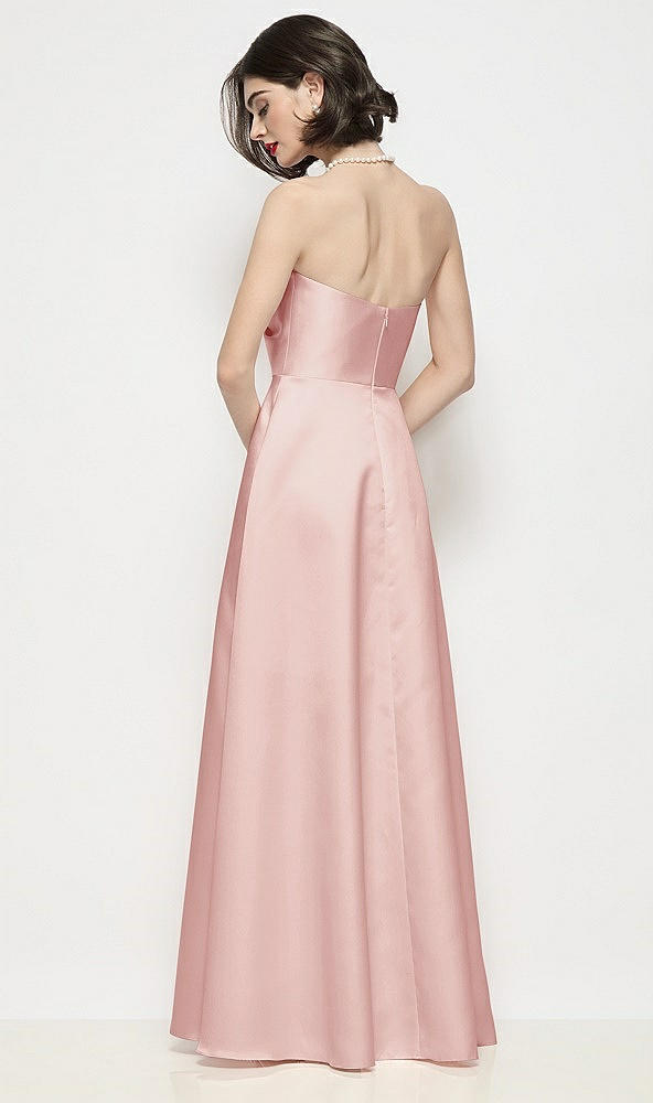 Back View - Rose Strapless Pleated U-Wire Satin Maxi Dress with Semi Circle Skirt