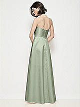 Rear View Thumbnail - Sage Strapless Pleated U-Wire Satin Maxi Dress with Semi Circle Skirt