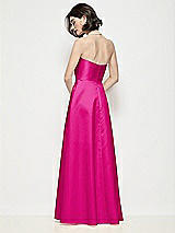 Rear View Thumbnail - Think Pink Strapless Pleated U-Wire Satin Maxi Dress with Semi Circle Skirt