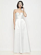 Front View Thumbnail - White Strapless Pleated U-Wire Satin Maxi Dress with Semi Circle Skirt