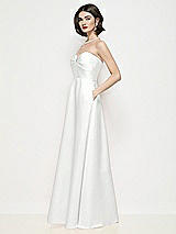 Side View Thumbnail - White Strapless Pleated U-Wire Satin Maxi Dress with Semi Circle Skirt
