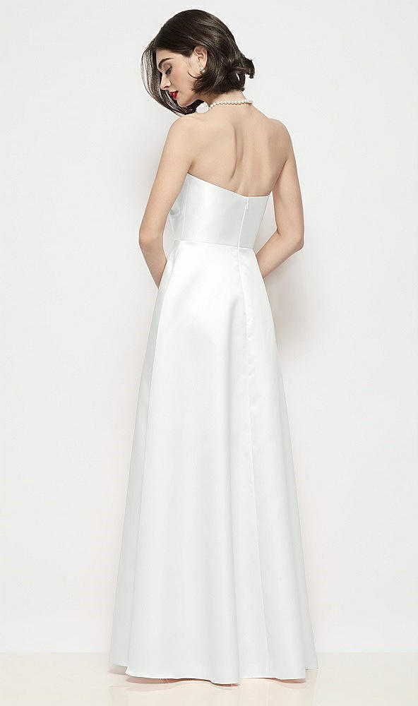Back View - White Strapless Pleated U-Wire Satin Maxi Dress with Semi Circle Skirt