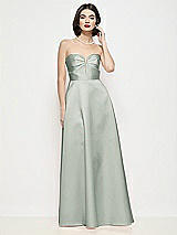 Front View Thumbnail - Willow Green Strapless Pleated U-Wire Satin Maxi Dress with Semi Circle Skirt