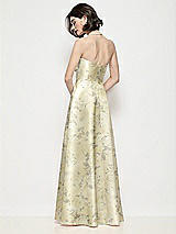 Rear View Thumbnail - Butter Yellow Floral Strapless Pleated U-Wire Floral Satin Maxi Dress with Semi Circle Skirt