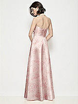 Rear View Thumbnail - Bow And Blossom Print Strapless Pleated U-Wire Floral Satin Maxi Dress with Semi Circle Skirt