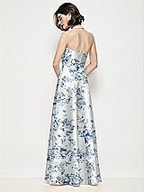Rear View Thumbnail - Cottage Rose Larkspur Strapless Pleated U-Wire Floral Satin Maxi Dress with Semi Circle Skirt