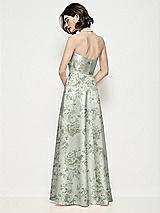 Rear View Thumbnail - Sage Cottage Rose Strapless Pleated U-Wire Floral Satin Maxi Dress with Semi Circle Skirt