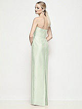 Rear View Thumbnail - Mint Green Strapless Pleated U-Wire Satin Column Maxi Dress