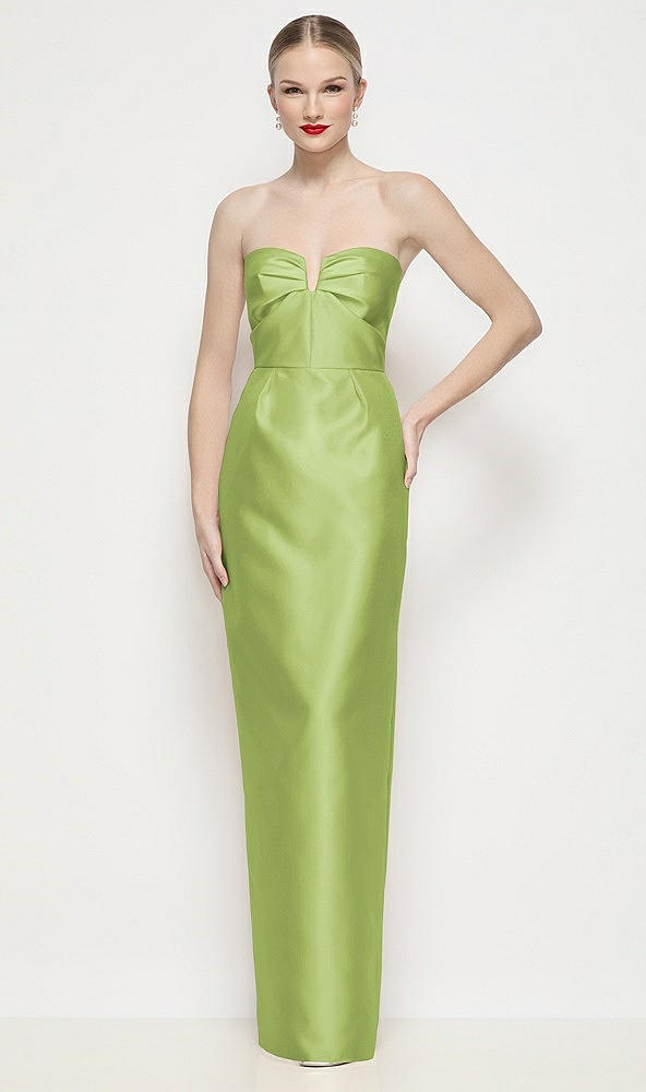 Front View - Mojito Strapless Pleated U-Wire Satin Column Maxi Dress