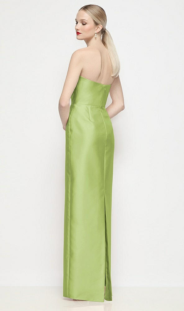 Back View - Mojito Strapless Pleated U-Wire Satin Column Maxi Dress