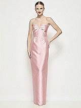 Front View Thumbnail - Ballet Pink Strapless Pleated U-Wire Satin Column Maxi Dress