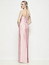 Rear View Thumbnail - Ballet Pink Strapless Pleated U-Wire Satin Column Maxi Dress