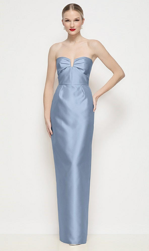 Front View - Cloudy Strapless Pleated U-Wire Satin Column Maxi Dress