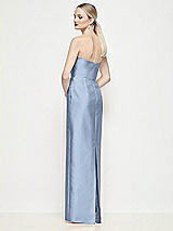 Rear View Thumbnail - Cloudy Strapless Pleated U-Wire Satin Column Maxi Dress