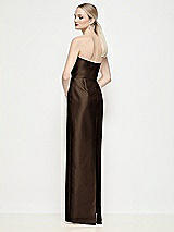 Rear View Thumbnail - Espresso Strapless Pleated U-Wire Satin Column Maxi Dress