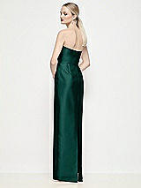 Rear View Thumbnail - Evergreen Strapless Pleated U-Wire Satin Column Maxi Dress