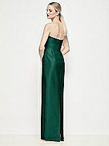 Rear View Thumbnail - Hunter Green Strapless Pleated U-Wire Satin Column Maxi Dress