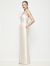Side View Thumbnail - Ivory Strapless Pleated U-Wire Satin Column Maxi Dress