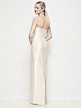 Rear View Thumbnail - Ivory Strapless Pleated U-Wire Satin Column Maxi Dress