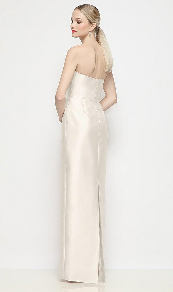 Back View - Ivory Strapless Pleated U-Wire Satin Column Maxi Dress