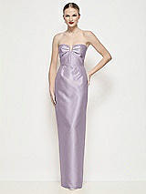 Front View Thumbnail - Lilac Haze Strapless Pleated U-Wire Satin Column Maxi Dress